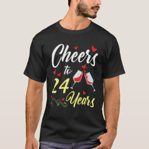 Camiseta Jantar Vinho Para 24 Anos Feliz Casamento Marr