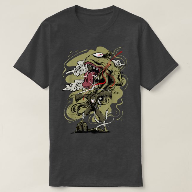 Camiseta Japan Anime Oni Mask Kitsune Samurai Demon Yandere (Frente do Design)