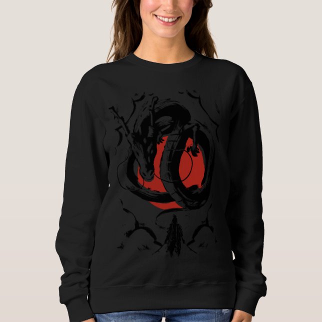Camiseta Japanese Aesthetic Dragon and warrior Japanese red (Frente)
