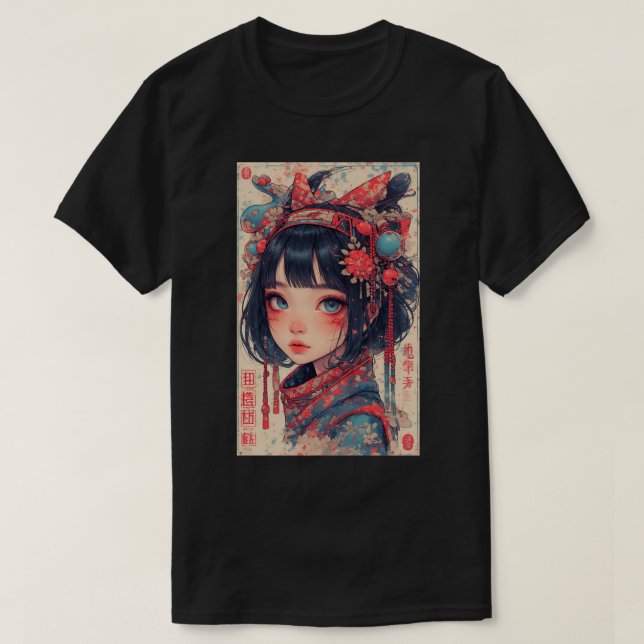 Camiseta Japanese Anime Girl Fantasy Art 03 (Frente do Design)