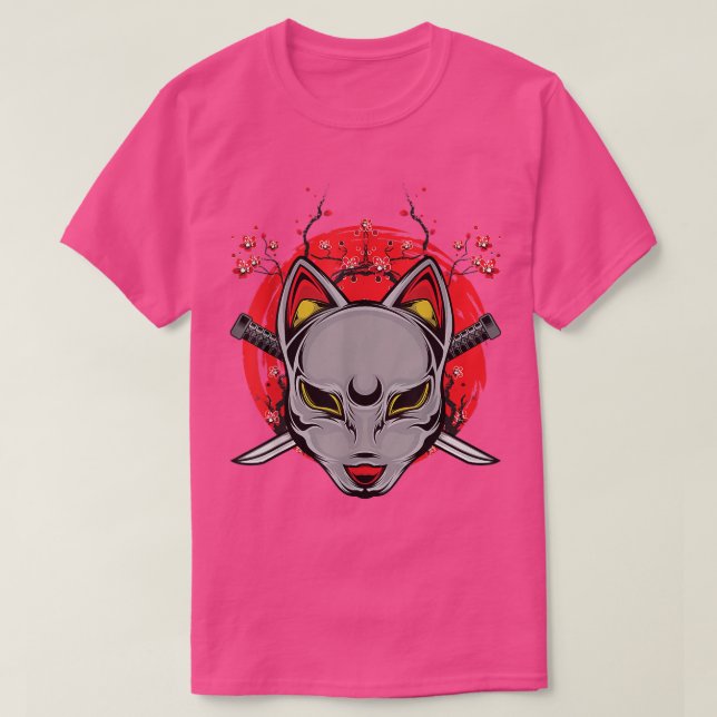 Camiseta Japanese Art Cat Japan Sword Katana Samurai Cherry (Frente do Design)