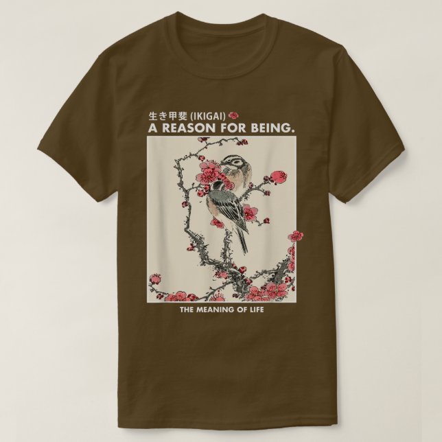 Camiseta Japanese art Ikigai Sakura Cherry blossoms Bird Uk (Frente do Design)