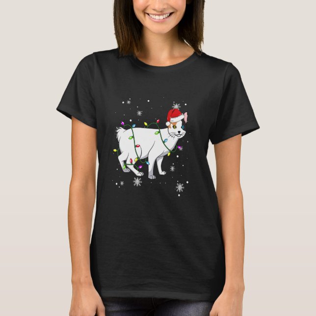Camiseta Japanese Bobtail Cat Christmas Lights Christmas Ca (Frente)