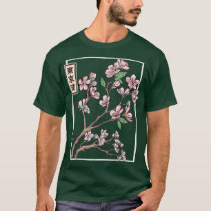 Camiseta Japanese Cherry Blossom Drawn Flower Minimalistic