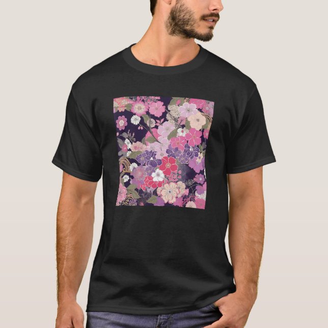 Camiseta Japanese Cherry Blossom Flower Pink Sakura Floral  (Frente)