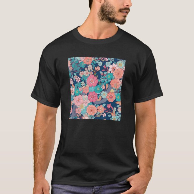 Camiseta Japanese Cherry Blossom Flower Pink Sakura Floral  (Frente)