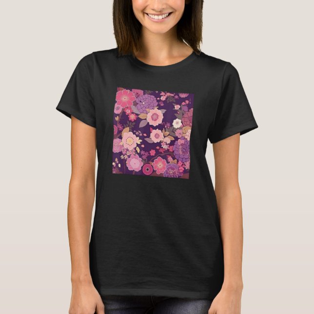 Camiseta Japanese Cherry Blossom Flower Pink Sakura Floral  (Frente)