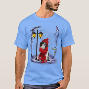 Camiseta Japanese Chin Papai Noel Neve Luz de Natal Inverno