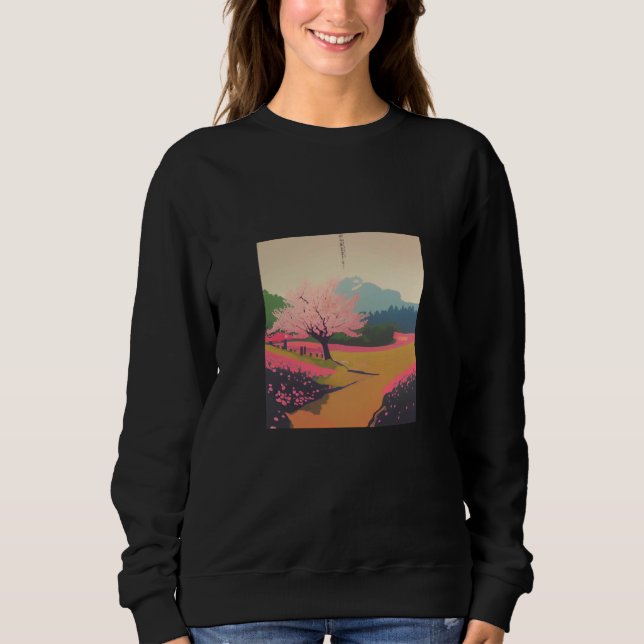 Camiseta Japanese Countryside Cherry Blossom Tree Sakura Bl (Frente)
