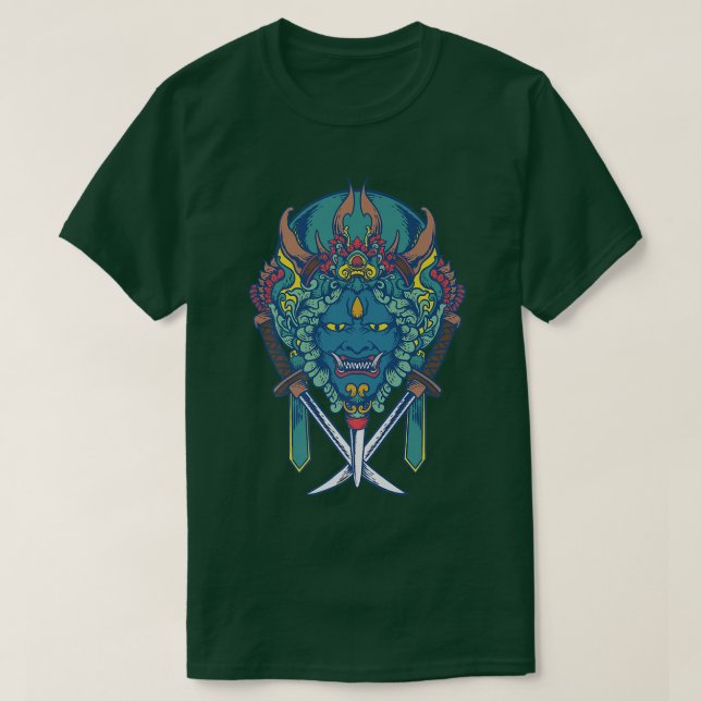 Camiseta Japanese Demon Mask Oni Samurai Mask Demon  (2) (Frente do Design)