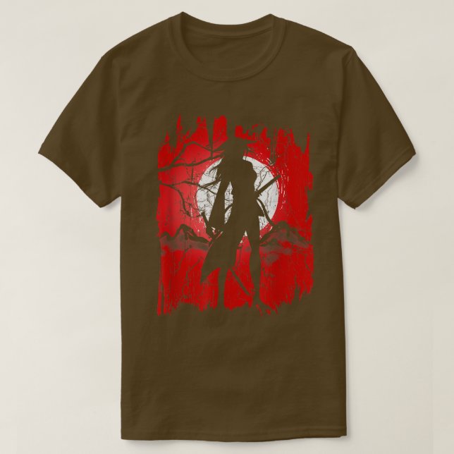 Camiseta Japanese Female Samurai Shadow Girl, Samurai  (2) (Frente do Design)