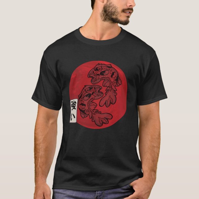 Camiseta Japanese Flag Koi Fish Koi Carp Aquarium Koi Kanji (Frente)