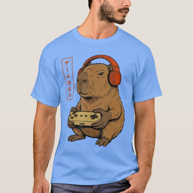 Camiseta Japanese Gamer Capybara Art Men Women Boys Funny G (Frente)