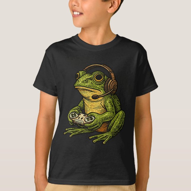 Camiseta Japanese Gamer Frog Art Men Women Boys Funny Vinta (Frente)