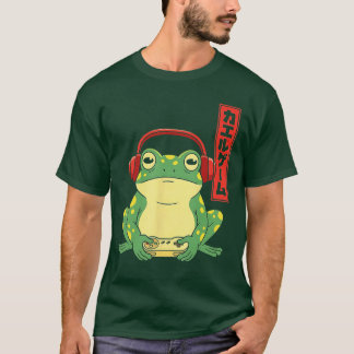 Camiseta Japanese Gamer Frog Art Men Women Boys Funny Vinta