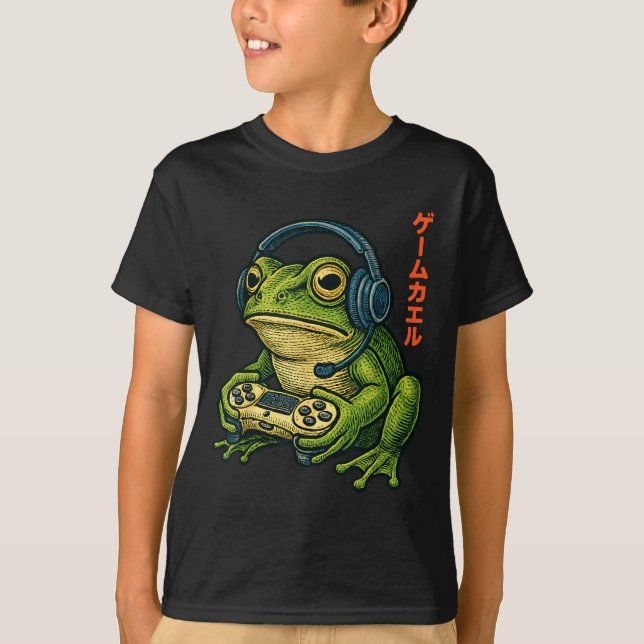 Camiseta Japanese Gamer Frog Art Men Women Boys Funny Vinta (Frente)