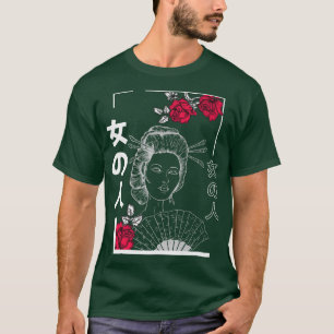 Camiseta Japanese Geisha Pastel Goth Clothing Aesthetic Tra