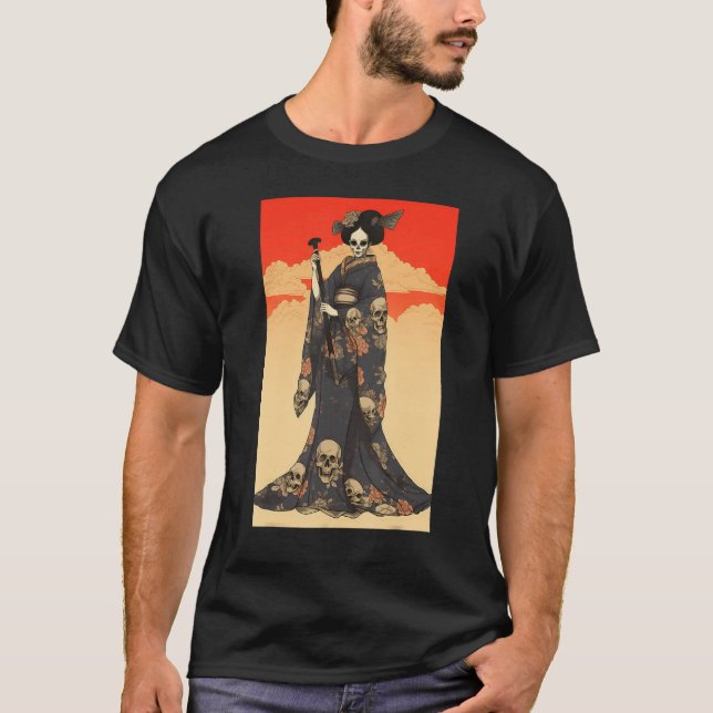 Camiseta Japanese Geisha Skeleton  Geisha Skull (Frente)