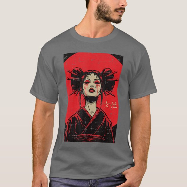 Camiseta Japanese Geisha Woman Crying Blood Art Women Girls (Frente)