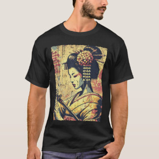 Camiseta Japanese Hipster Geisha Katana Vintage Women Girls