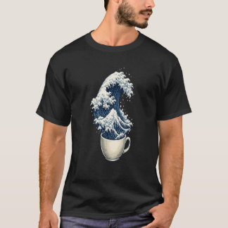 Camiseta Japanese Inspired Ocean Wave Coffee Cup Art
