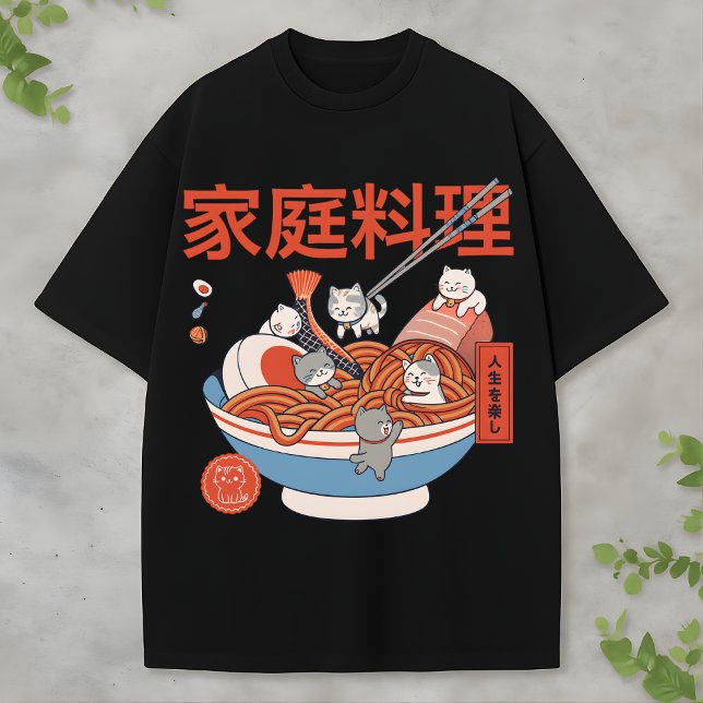 Camiseta Japanese Kawaii Cat Noodles Adorable Food Lovers (Criador carregado)