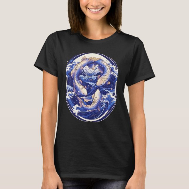 Camiseta Japanese Koi Fish Ocean Wave Tattoo Symbolism Sere (Frente)