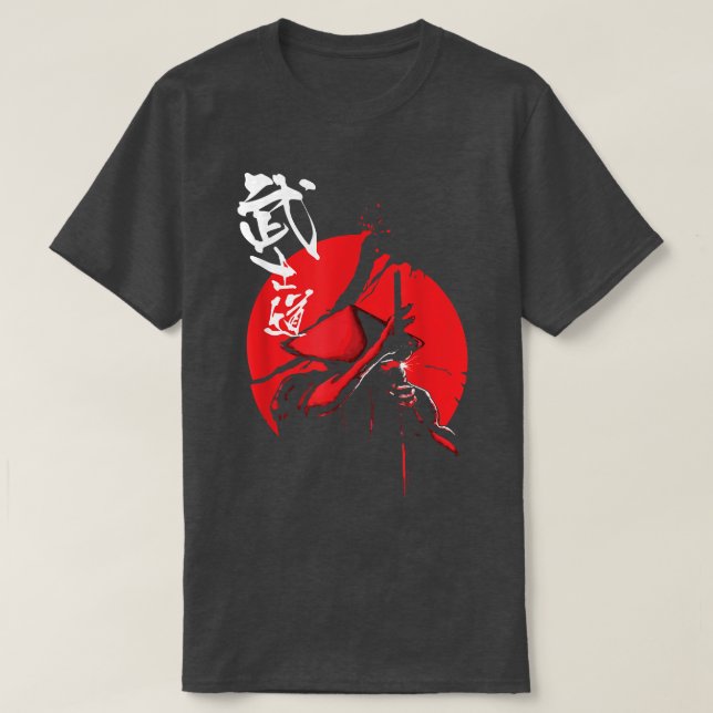 Camiseta Japanese Samurai Warrior Katana Reds Blood Sun  (Frente do Design)