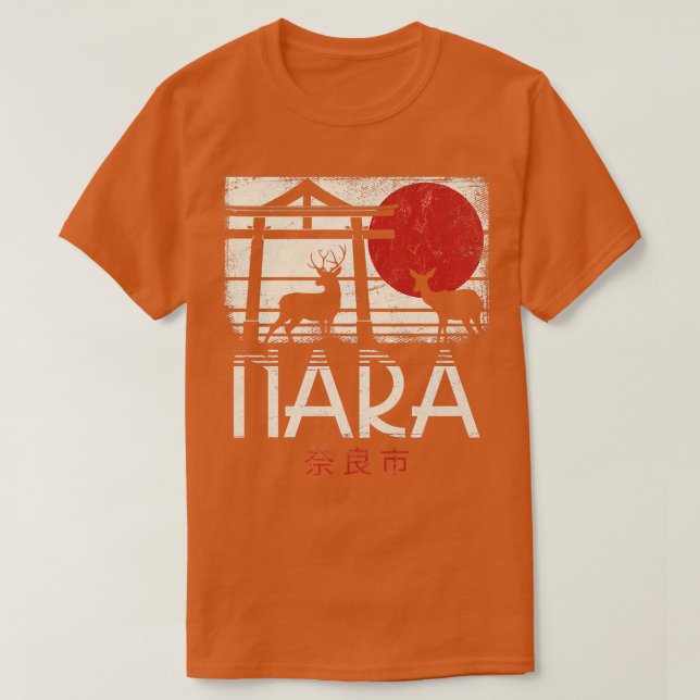 Camiseta Japanese Sika Deer Nihon Nippon Torii Retro Nara J (Frente do Design)