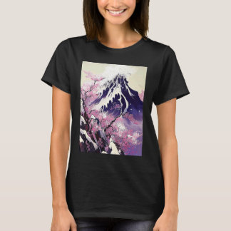 Camiseta japanese snow mountain Cherry Blossom trees