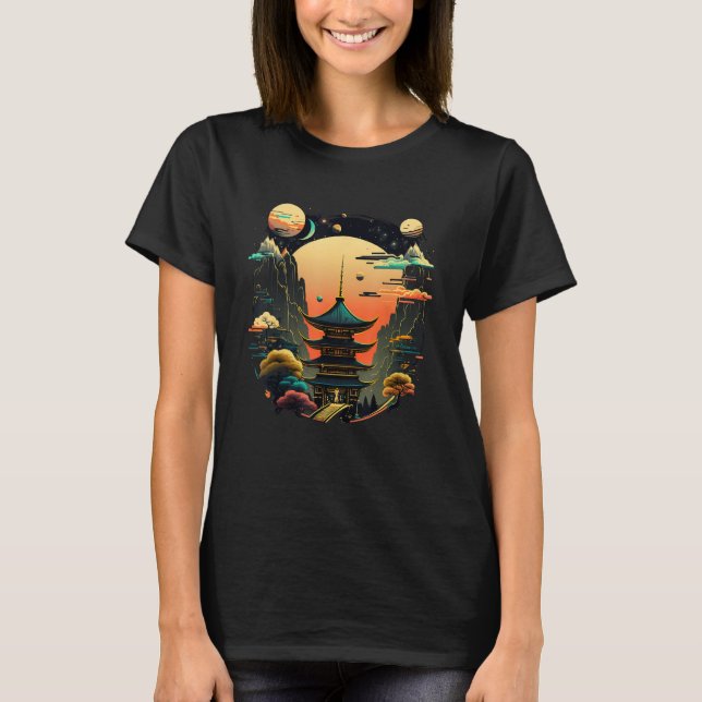 Camiseta Japanese Temple Tokyo Asian Inspired Retro Japan 9 (Frente)