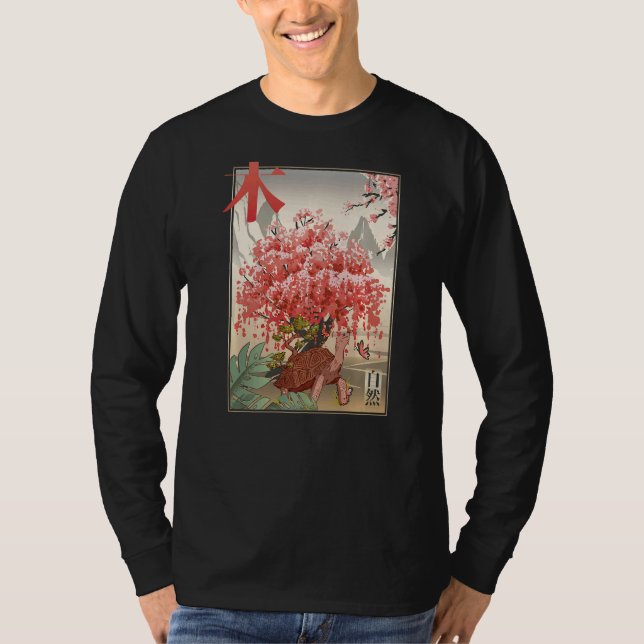 Camiseta Japanese Turtle and butterfly Japanese Blossom tre (Frente)