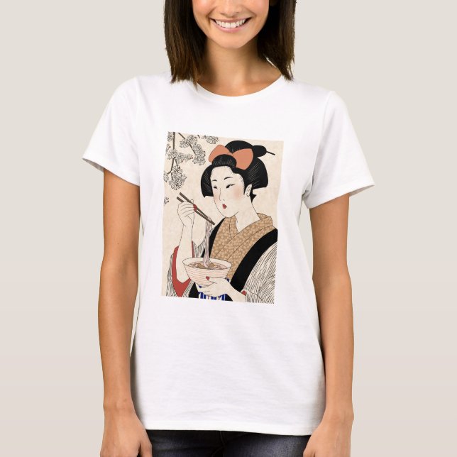 Camiseta Japanese Ukiyoe Style Kimono Modern Girl (Frente)