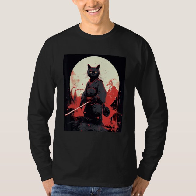 Camiseta Japanese Warrior Cat Ninja Mask Kitsune (Frente)