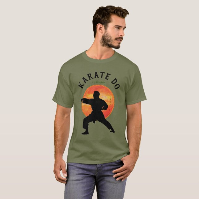 Camiseta Japão Artes marciais silhuetas negras Karate Mens (Frente Completa)