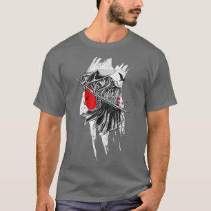 Camiseta Japão Bandeira Samurai Hat Katana Círculo Vermelho