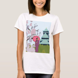 Camiseta Japão Cherry Blossom Geisha Kimono
