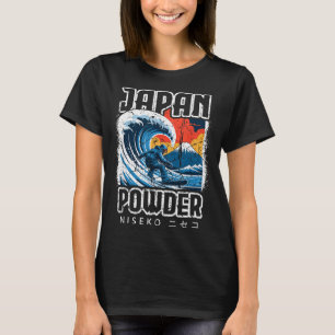 Camiseta Japão hokusai snowboarding niseko japonês katakan