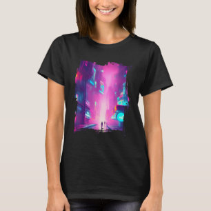 Camiseta Japão - Luzes Azul Rosa Luzes Vaporwave