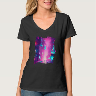 Camiseta Japão - Luzes Azul Rosa Luzes Vaporwave