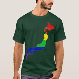 Camiseta Japão Mapear Orgulho gay do Arco-Íris Sinalizador 