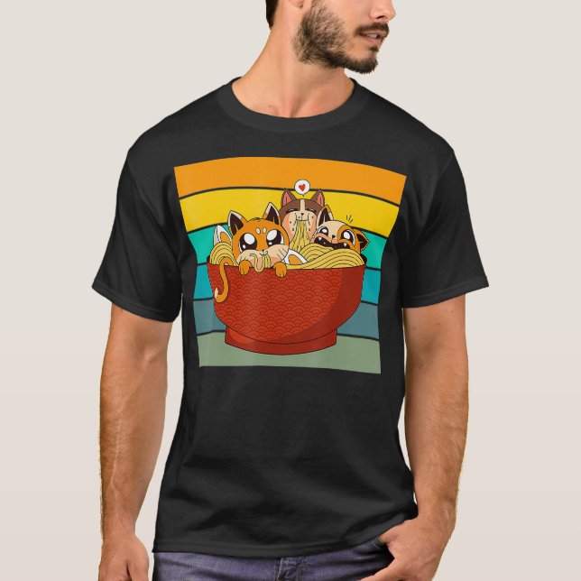 Camiseta Japão - Ramen Shoyu Cats Wave (Frente)