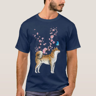 Camiseta Japão Sakura Cherry Blossom Inu Shiba Cão Japonês