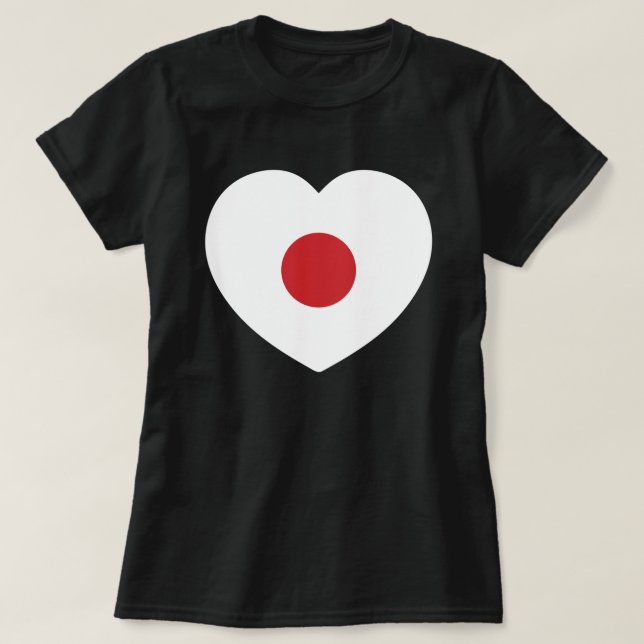 Camiseta Japão | Sinalizador Japonês Heart (Frente do Design)