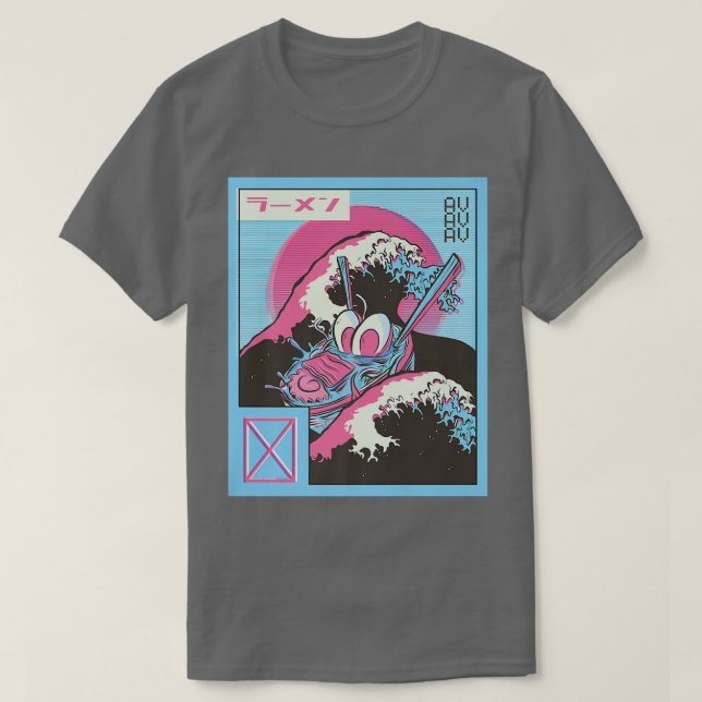 Camiseta Japão Vaporwave Otaku Excelente Wave Kanagawa Rame (Frente do Design)