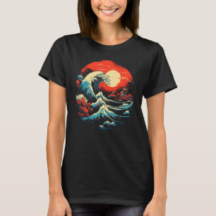 Camiseta Japonês Art Ocean Wave Tsunami Kanagawa Japão Gif