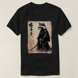 Camiseta Japonês Art Raccoon Samurai