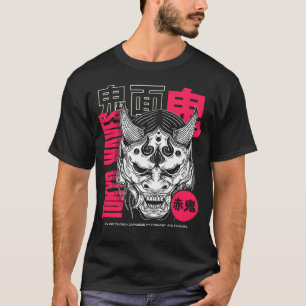 Camiseta Japonês Demon Hanya Oni Mask Japonês Orgulho de Tó