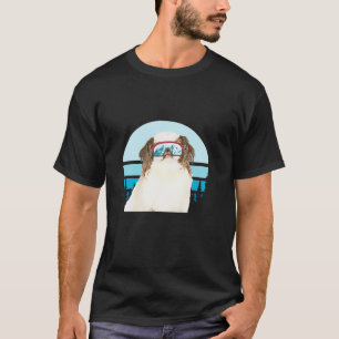 Camiseta Japonês Esqui Inverno Cachorro de Esqui da Montanh