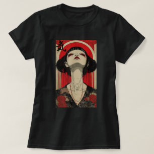 Camiseta Japonês Geisha Art Kanji Tokyo Japão Hanami